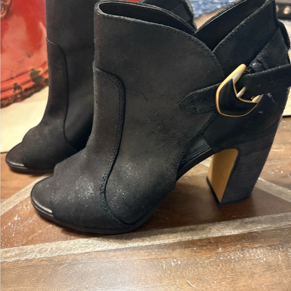 Black Peep-Toe Ankle Boots - Picture 2 of 5